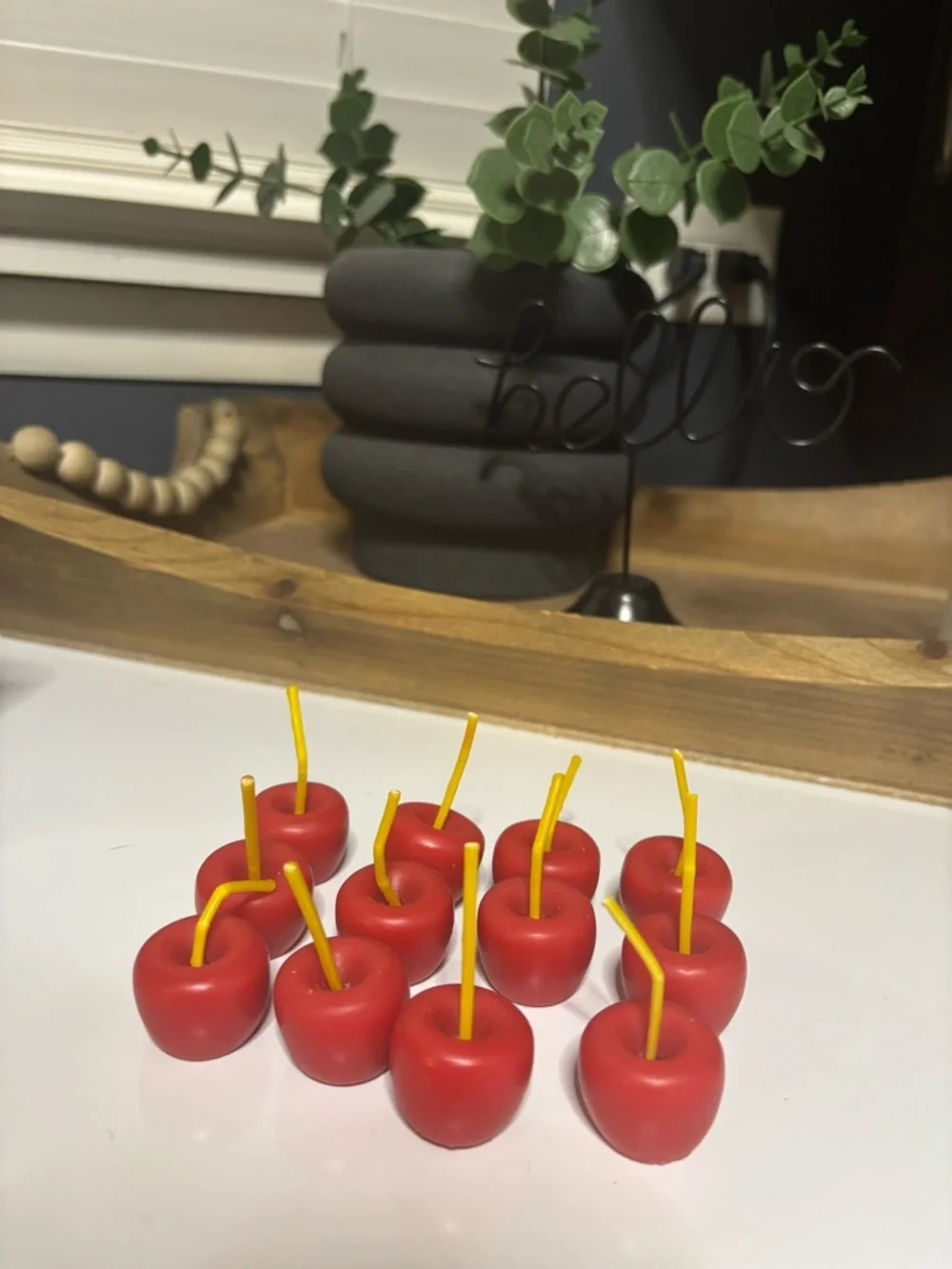 Set of Decorative Red Cherry Picks - 10 Pieces